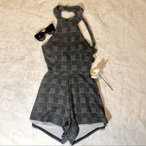 Black and White Plaid Romper